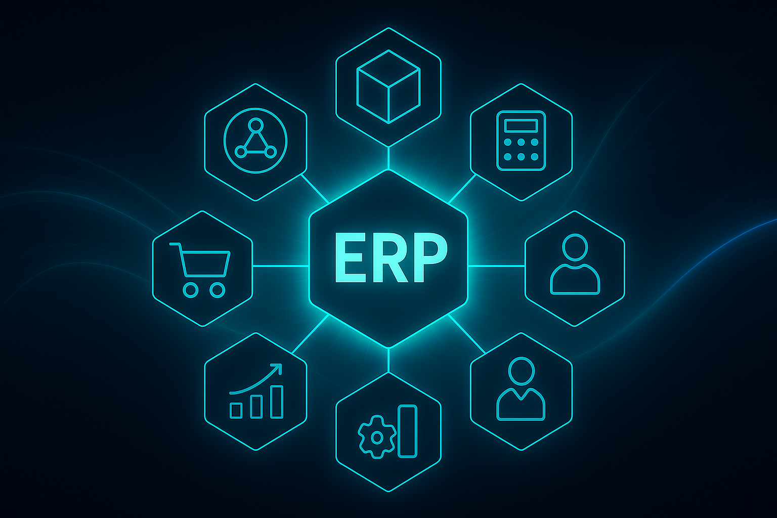Illustration d’une intégration numérique avec des modules ERP interconnectés